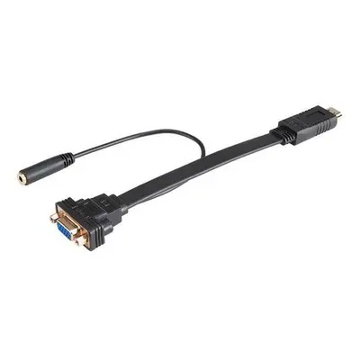 AKASA kabel k monitoru HDMI na VGA + 3,5 jack / AK-CBHD18-20BK / 1920x1080@60Hz / černý / 20cm