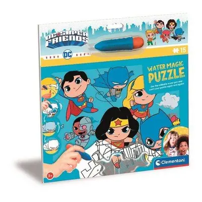 CLEMENTONI Puzzle s malováním vodou Water Magic: DC Super Friends 15 dílků