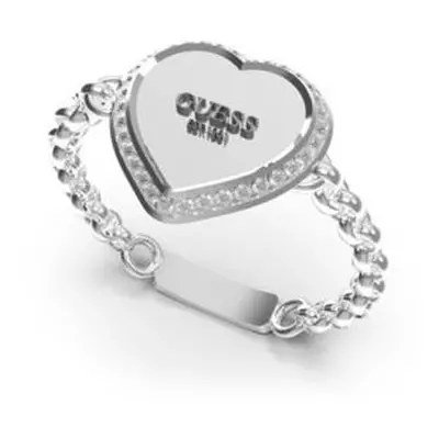 Guess Nápaditý ocelový prsten se srdíčkem Fine Heart JUBR01429JWRH 52 mm