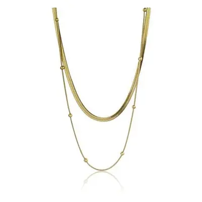 Marc Malone Dvojitý pozlacený náhrdelník Evangeline Gold Necklace MCN23089G