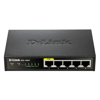 D-Link DES-1005P 5-Port Fast Ethernet PoE Desktop Switch, DES-1005P/E