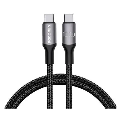 Rychlonabíjecí kabel Rocoren USB-C na USB-C Retro Series 2m 100W (šedý)