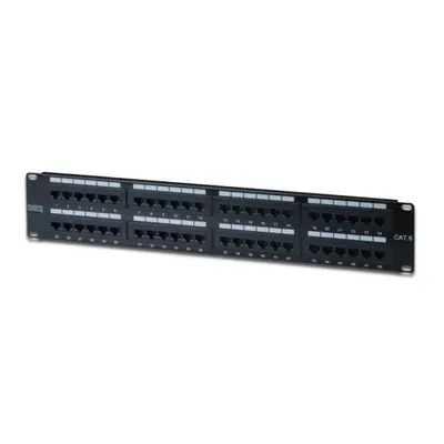 Digitus CAT 6 patch panel, nestíněný, 48 portů RJ45, 8P8C, LSA, 2U, montáž do stojanu, bl, 482x4