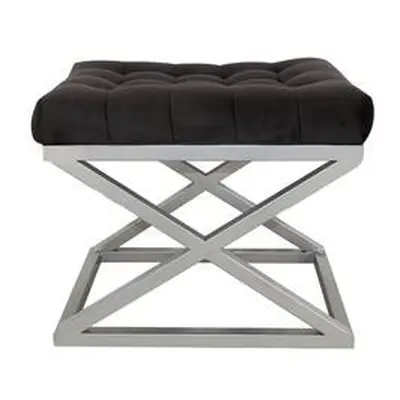 Atelier del Sofa Pouffe Capraz - Silver, Black SilverBlack