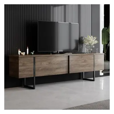 Hanah Home TV Stand Luxe - Walnut, Black WalnutBlack