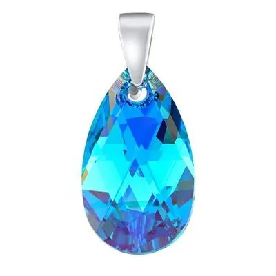 SILVEGO Stříbrný přívěsek Jelly ve tvaru kapky Swarovski Crystals Aquamarine LSW6106P16AQ