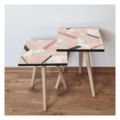 Hanah Home Nesting Table (2 Pieces) 2SHP317 - Salmon SalmonPinkBeigeBlack