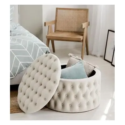 Hanah Home Pouffe Nilka Kapitone Pouffe - White