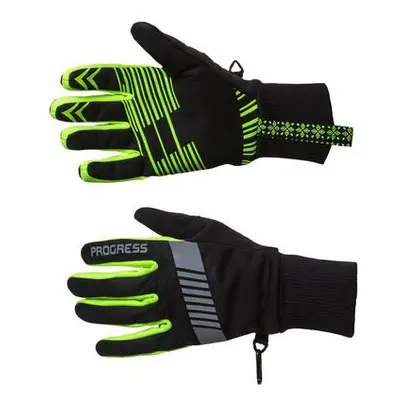 PROGRESS SNOWSPORT GLOVES zimní běžkařské rukavice XXL černá/reflexní žlutá, Černá / žlutá