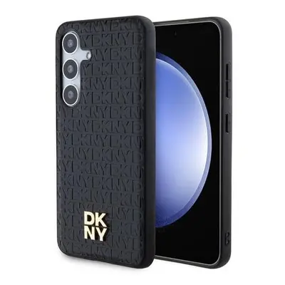 DKNY PU Leather Repeat Pattern Stack Logo Magsafe Zadní Kryt pro Samsung Galaxy S24+ Black