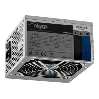 Akyga ATX Zdroj 600W Basic ventilátor 120mm P4 3xSATA PCI-E, AK-B1-600