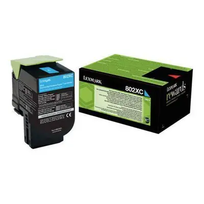 Lexmark 802HC CX410, CX510, Cyan High Yield Return Program Toner Cartridge 3k, 80C2HCE