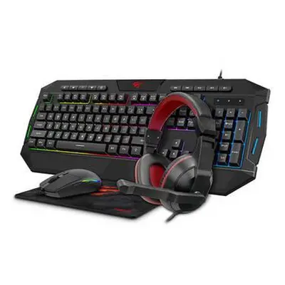 Gaiming set 4v1 Havit GAMENOTE KB675CM sluchátka klávesnice myš podložka pod myš,