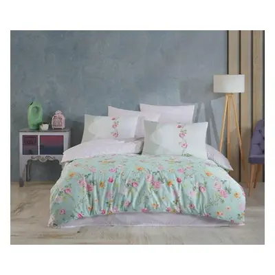 L'essentiel Maison Ranforce Double Quilt Cover Set Carmela - Green GreenWhitePinkOrange