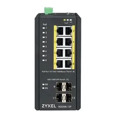 Zyxel 8xGb+4xSFP POE IP30 DIN 240W RGS200-12P, RGS200-12P-ZZ0101F