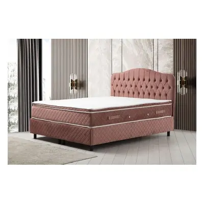 Hanah Home Double Mattress, Base & Headboard Vassi Set 150 x 200 v2 - Dusty Rose