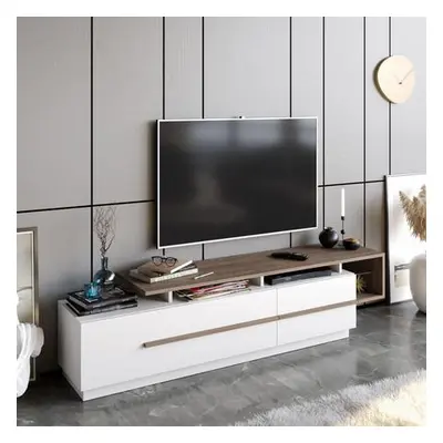 Hanah Home TV Stand Pia - Walnut, White WalnutWhite