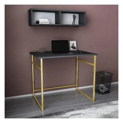 Hanah Home Study Desk Hussum - Gold, Anthracite GoldAnthracite