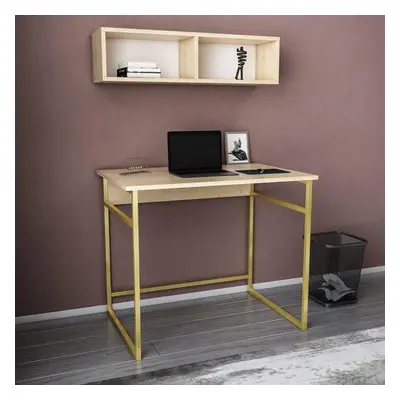 Hanah Home Study Desk Hussum - Gold, Oak GoldOak