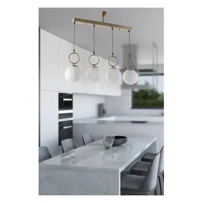 Opviq Chandelier Morino 4 Lü Sıralı Beyaz Camlı Eskitme Sarkıt White