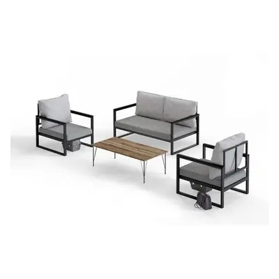 Hanah Home Garden Lounge Set MTLKNP002 BeigeBlack