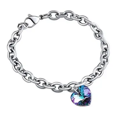 SILVEGO ocelový Srdce se Swarovski Crystals Vitrail Light LSW082B