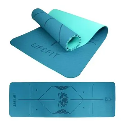 Podložka LIFEFIT YOGA MAT LOTOS DUO, 183x58x0,6cm, tyrkysová