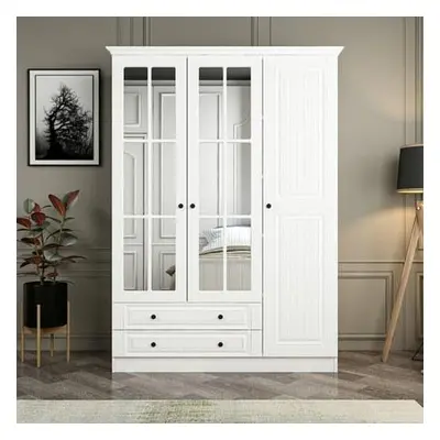 Hanah Home Wardrobe Kale 3 Mebran Kapak 210 - White