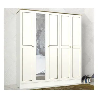 Hanah Home Wardrobe Ravenna 5 Kapılı - White WhiteGold