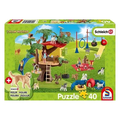 SCHMIDT Puzzle Schleich Šťastní pejsci 40 dílků + figurka Schleich