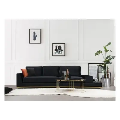 Atelier del Sofa 4-Seat Sofa Line With Side Table - Black BlackGold