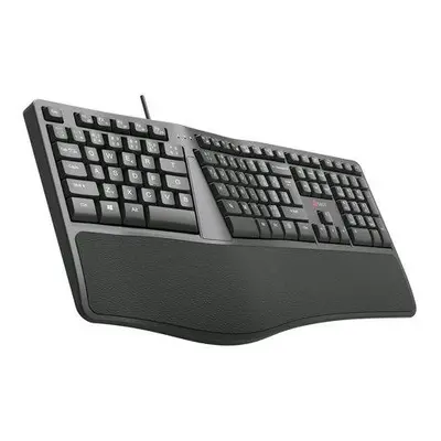 Klávesnice C-TECH KB-113E USB, ERGO, černá, CZ/SK, KB-113E