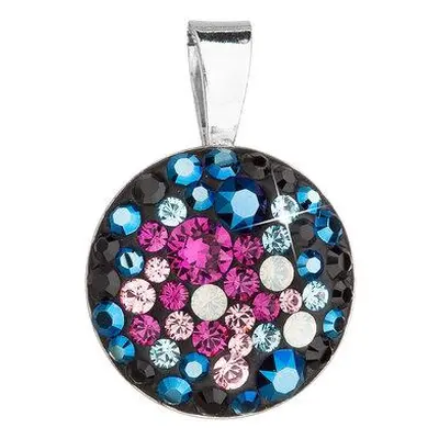 Evolution Group Stříbrný přívěsek s krystaly Swarovski mix barev kulatý 34225.3 galaxy