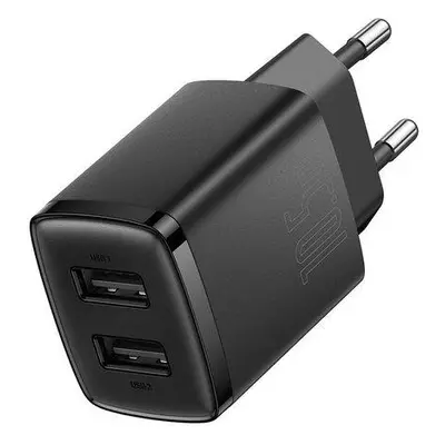 Kompaktní rychlonabíječka Baseus, 2x USB, 10,5 W (černá)