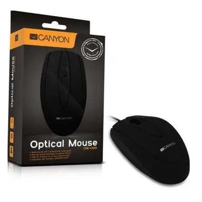 CANYON CMS1 drátová USB myš s 3 tlačítky, 1000 dpi, černá, CNE-CMS1