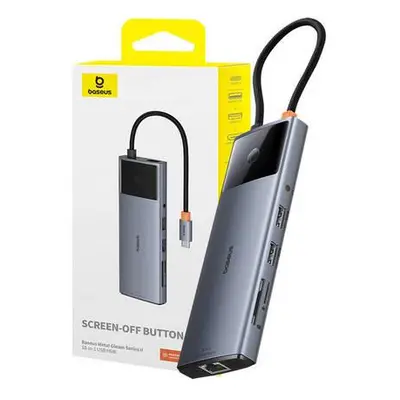 Rozbočovač 10v1 Baseus Metal Gleam II Series, USB-C na 1xHDMI, USB-A (10Gbps), USB-C, 2xUSB-A, E