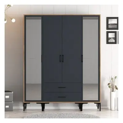 Hanah Home Wardrobe Kumsal RTR - Walnut, Anthracite WalnutAnthracite