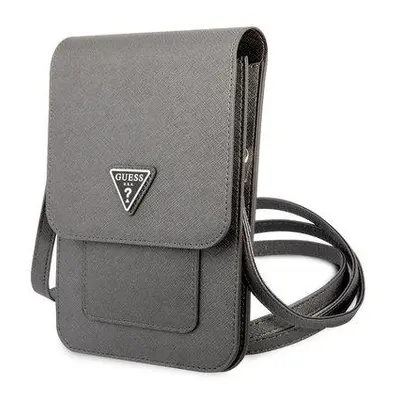 GUWBSATMGR Guess PU Saffiano Triangle Logo Phone Bag Grey