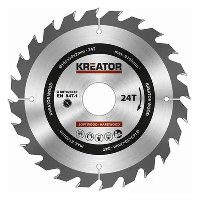 Pilový kotouč Kreator KRT020410 na dřevo 165mm, 24T