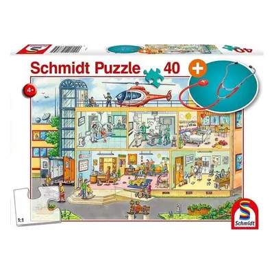 SCHMIDT Puzzle Dětská nemocnice 40 dílků + dětský stetoskop