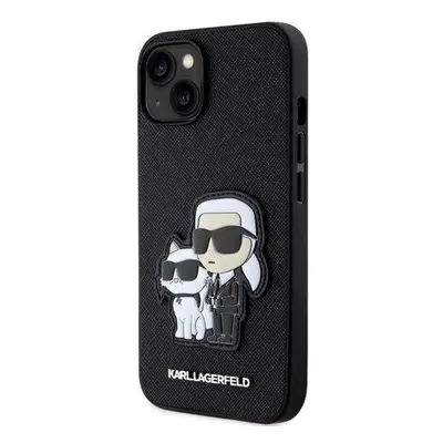 Karl Lagerfeld PU Saffiano Karl and Choupette NFT Zadní Kryt pro iPhone 14 Black