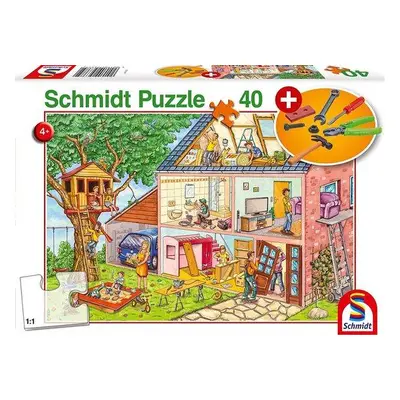 SCHMIDT Puzzle Pracovití řemeslníci 40 dílků + dětské nářadí