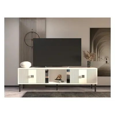 Hanah Home TV Stand Portes - White, Silver WhiteSilver