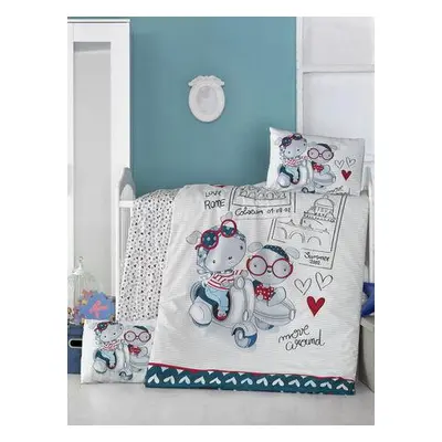 L'essentiel Maison Ranforce Baby Quilt Cover Set Travel Bears WhiteRedGreyGreenBlack