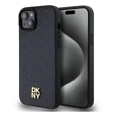 DKNY PU Leather Repeat Pattern Stack Logo Magsafe Zadní Kryt pro iPhone 13 Black