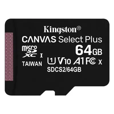 KINGSTON Canvas Select Plus 64GB microSD / UHS-I / CL10 / bez adaptéru