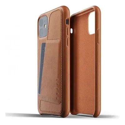 Mujjo Full Leather Wallet pouzdro iPhone 11 žlutohnědé