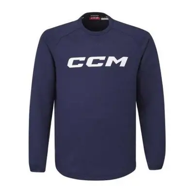 CCM Mikina Locker Room Fleece Crew SR, Senior, S, tmavě modrá