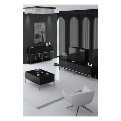 Hanah Home Living Room Furniture Set Lord - Black, Silver BlackSilver