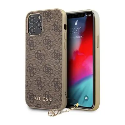 GUHCP12MGF4GBR Guess 4G Charms Zadní Kryt pro iPhone 12/12 Pro 6.1 Brown